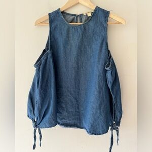 Miami Blue 3/4 Sleeve Exposed Cold Shoulder Top